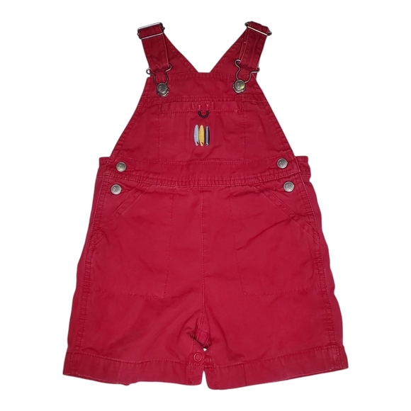 Vintage Gymboree 2002 Short Overalls Red Surf Board Baby Boys 12-18 Months - Picture 1 of 4